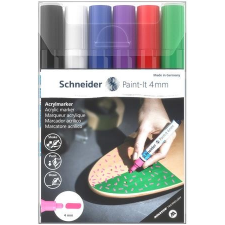  Akril marker készlet, 4 mm, SCHNEIDER &quot;Paint-It 320&quot;, 6 különböző szín filctoll, marker