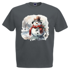  Akvarell Hóember - Karácsonyi Férfi Póló