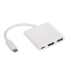 Akyga USB type C - USB-A 3.0/USB type C/HDMI hub fehér (AK-AD-57) (AK-AD-57) hub és switch