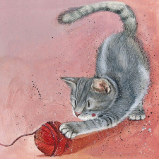 Alex Clark Képeslap Alex Clark borítékkal, 14x14 cm, cica fonallal party kellék