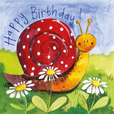 Alex Clark Képeslap Alex Clark borítékkal, 14x14 cm, csiga HBD party kellék