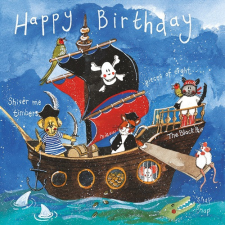 Alex Clark Képeslap Alex Clark borítékkal, 14x14 cm, Kalóz állatok HBD party kellék