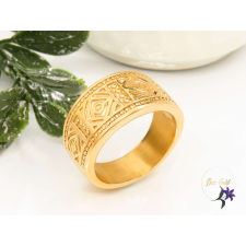  Alexis antiallergén metszett díszítésű nemesacél gyűrű -18K gyűrű