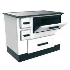  ALFA-PLAM fatüzelésű tűzhely, 5kW, jobbos füstcső csatlakozással, fehér színű tűzhely