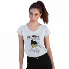  All I need is Video Games and my Cat - Női V-Nyakú Póló