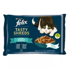  Állateledel alutasakos FELIX Tasty Shreds macskáknak 4-pack halas lazac-tonhal válogatás szószban 4x80g macskaeledel