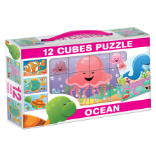 Állatok 12 darabos mesekocka - többféle puzzle, kirakós