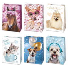  Állatos Cute papír ajándéktasak, ajándékzacskó 23x32x11 cm party kellék