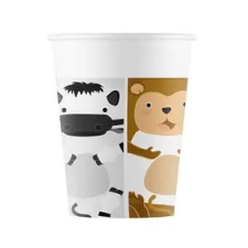 Állatos Zoo papír pohár 8 db-os 200 ml FSC party kellék