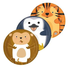  Állatos Zoo papírtányér 8 db-os 23 cm FSC party kellék
