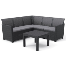 Allibert Claire 5 Seat Műrattan Kerti Sarokbútor Garnitúra, Grafit () kerti bútor
