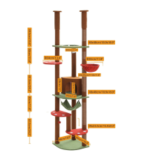  Állítható magasságú macskafa, stabil kialakítás, többszintű platformok, AMT0119BN, XL macskabútor