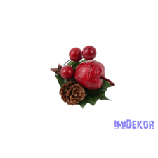  Almás tobozos pick 13cm - Piros dekorációs kellék