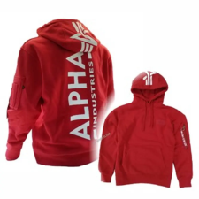 Alpha Industries Back Print Hoody - speed red férfi pulóver, kardigán