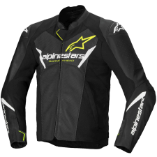 Alpinestars Faster 3 Airflow motoros bőrkabát fekete-fehér-fluo sárga motoros kabát
