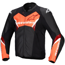 Alpinestars Faster 3 motoros bőrdzseki  fekete-fluo piros motoros kabát