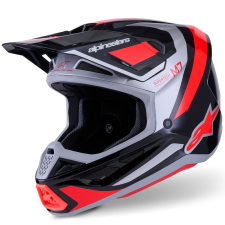 Alpinestars SM7 Rise motokrossz bukósisak fekete-ezüst-fluo piros bukósisak