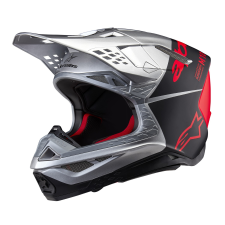 Alpinestars Supertech S-M10 Flood motokrossz bukósisak matt ezüst-fekete-fluo narancssárga bukósisak