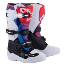 Alpinestars Tech 7 S 2024 gyerek motokrossz csizma fehér-fekete-piros-kék-lila motoros csizma