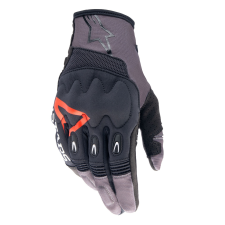 Alpinestars Techdura motocross kesztyű fekete-barna-fluo piros motoros kesztyű