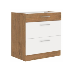  Alsó szekrény, fehér magasfényű HG/ lancelot tölgy, VEGA D80 3S BB bútor