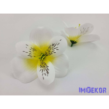  Alsztromélia selyemvirág fej 8 cm - Fehér-Sárga dekoráció