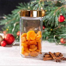  Altom négyzetalakú tárolóüveg arany színű fém tetővel - 1000 ml papírárú, csomagoló és tárolóeszköz