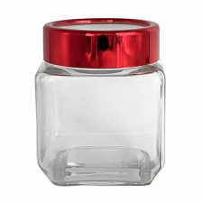 Altom négyzetalakú tárolóüveg piros színű fém tetővel - 500 ml papírárú, csomagoló és tárolóeszköz