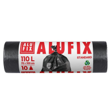 ALUFIX Szemeteszsák, 110 l, 10 db, 70x110 cm, 25 µ, ALUFIX, fekete tisztító- és takarítószer, higiénia