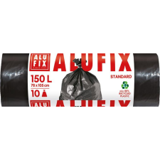 ALUFIX Szemeteszsák, 150 l, 10 db, 80x105 cm, 35 µ, ALUFIX, fekete tisztító- és takarítószer, higiénia