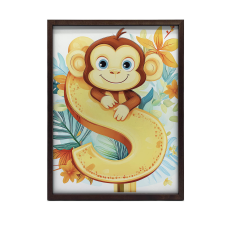 ALUMÍN KERETES FALI PLAKÁT MERRY MONKEY LETTER S 40x50 CM grafika, keretezett kép