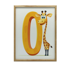  ALUMÍN KERETES FALI PLAKÁT MOSOLYGÓ ZSIRÁF O BETŰ 70x100 CM grafika, keretezett kép