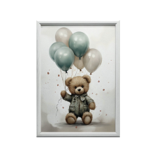 ALUMÍNIUM KERETES FALI PLAKÁT BEAR BALLON WORLD 30x40 CM grafika, keretezett kép