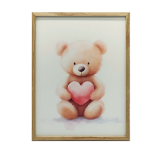 ALUMÍNIUM KERETES FALI PLAKÁT MEDVE SZERETETTEL TELJES SZÍVVEL 50x70 CM grafika, keretezett kép