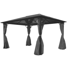 Alumínium kerti pavilon antracitszürke függönnyel 400 x 300 cm kerti bútor