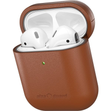 AlzaGuard Genuine Leather AirPods 1 & 2 tok, barna fülhallgató, fejhallgató tok