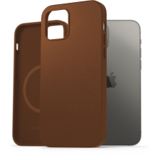 AlzaGuard Genuine Leather iPhone 12 / 12 Pro MagSafe nyeregbarna tok (AGD-GLCM0001C) tok és táska