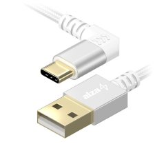 AlzaPower 90Core USB-A to USB-C 1m, ezüst kábel és adapter