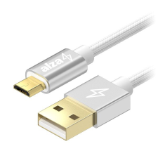 AlzaPower AluCore USB-A to Micro USB 2m, ezüst kábel és adapter