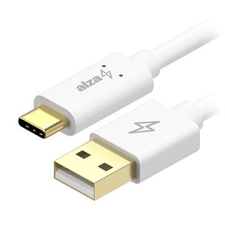 AlzaPower Core Charge 2.0 USB-C 3m fehér kábel és adapter