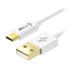 AlzaPower Core Micro USB 2m, fehér kábel és adapter