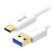 AlzaPower Core USB-C 3.1 Gen1, 2m fehér kábel és adapter