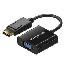 AlzaPower DisplayPort (M) to VGA (F) 0,18 m, fényes fekete kábel és adapter