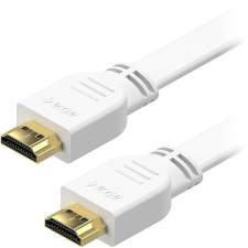 AlzaPower Flat HDMI 1.4 High Speed 4K, 2m - fehér kábel és adapter