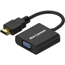 AlzaPower HDMI (M) to VGA (F) with 3.5mm Jack - fekete kábel és adapter