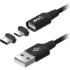 AlzaPower MagCore 2in1 USB-A to Micro USB/USB-C 2m, fekete (APW-CBMG30020B)