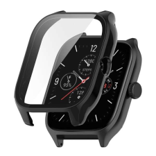 Amazfit Műanyag keret (BUMPER, ütésálló + kijelzővédő üveg) FEKETE Amazfit GTS 4 okosóra kellék
