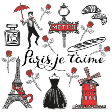 AMB.13317620 I Love Paris papírszalvéta 33x33cm, 20db-os asztalterítő és szalvéta