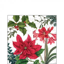  AMB.32516555 Christmas plants white papírszalvéta 25x25cm, 20db-os papírárú, csomagoló és tárolóeszköz