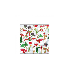 AMB.32516570 Snowman Party papírszalvéta 25x25cm, 20db-os asztalterítő és szalvéta
